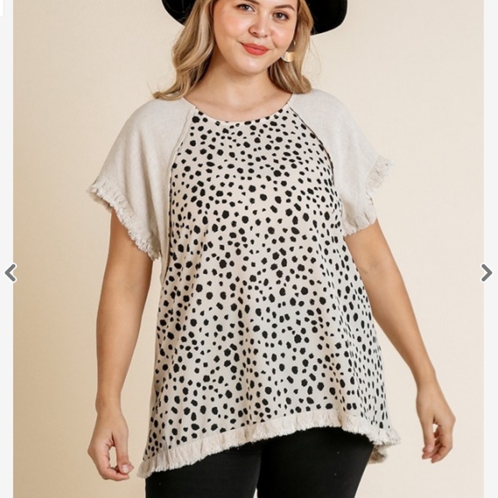 BOUTIQUE UMGEE DALMATIAN PRINT SHORT SLEEVE TOP